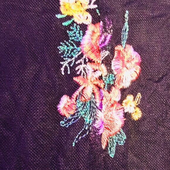 LULUs black romper with flower embroidery details - Picture 6 of 7